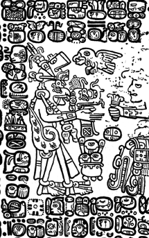 Another representation of Pawahtuun, the god of the Wayeb, this time from the Paris Codex. From http://digital.library.northwestern.edu/codex/page6.html
