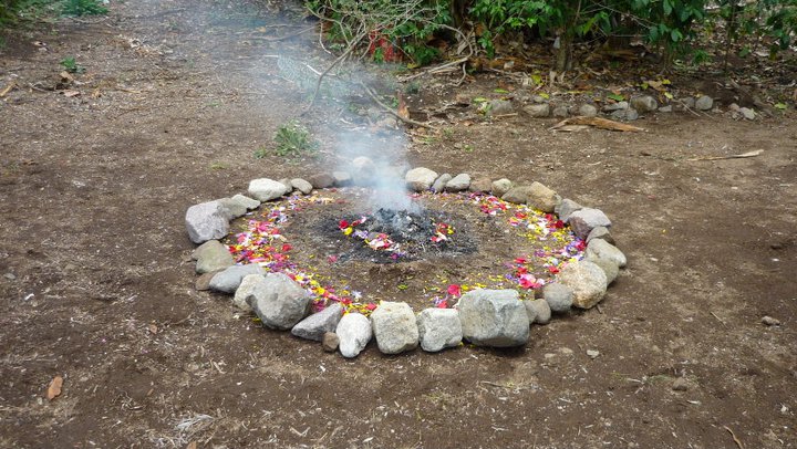 The very first fire ceremony we made on our land here, 8 Aj in the year 12 E' (24th April 2011). Picture credit