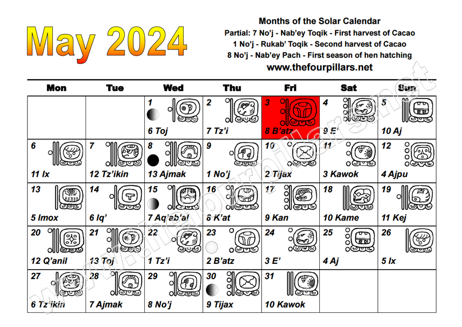 New Calendar Page - May 2024 - The Four Pillars